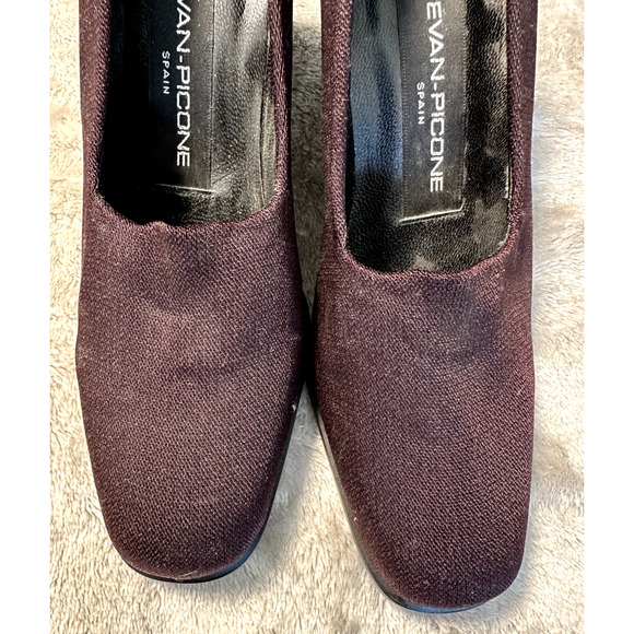 Evan Picone Vintage Brown Fabric Square Toe Block Heels Size 6.5 Y2K 90s Office - Picture 7 of 7